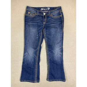 Seven7 Jeans Womens 12P‎ Blue Boot Cut Regular Fit Thick Stitching Low Rise